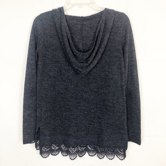 Rewind Crochet Boho Chic Minimalist Hooded Pullover Womens Sweater Size Small - Picture 6 of 12